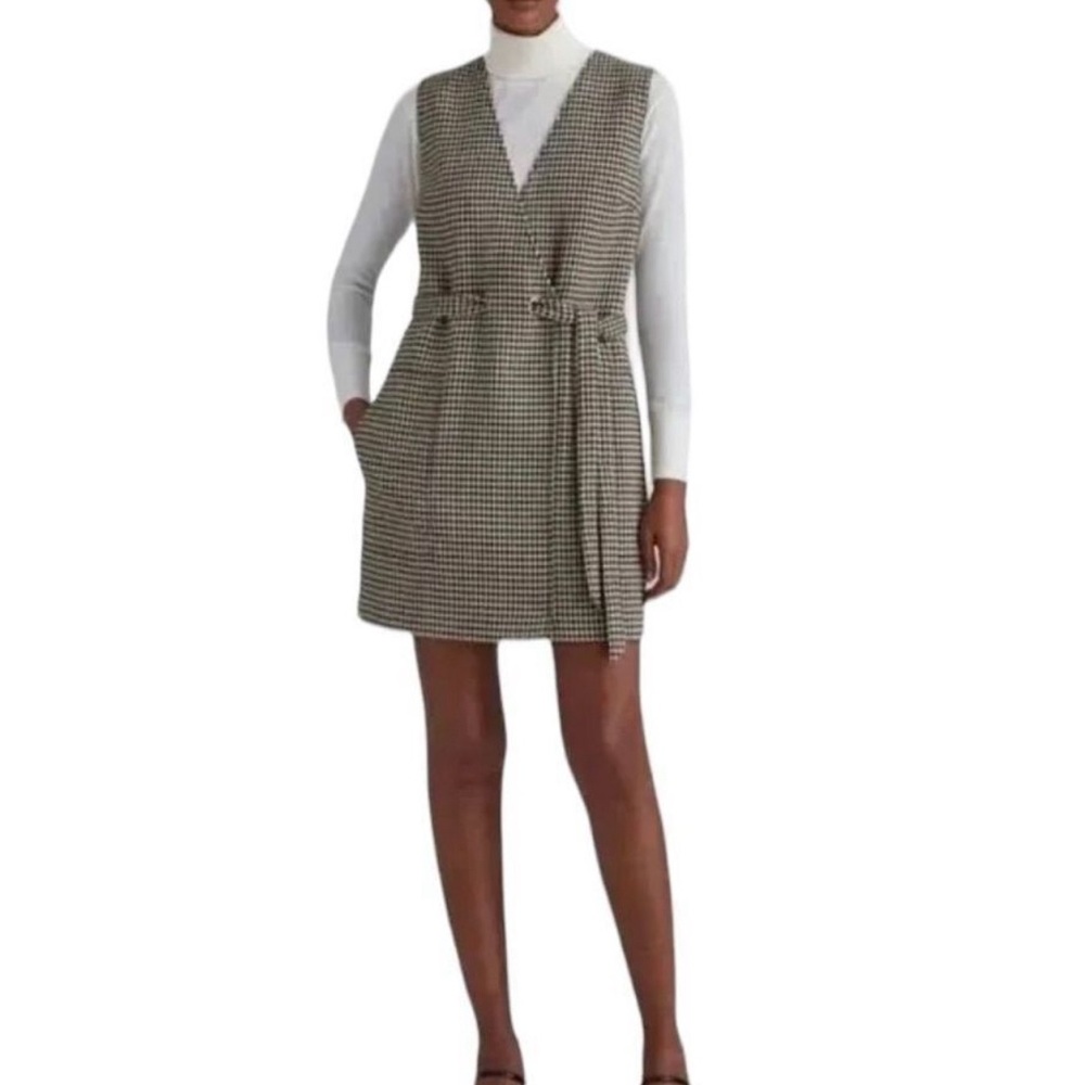 Club Monaco Sleeveless Herringbone Pattern Faux Wrap Dress